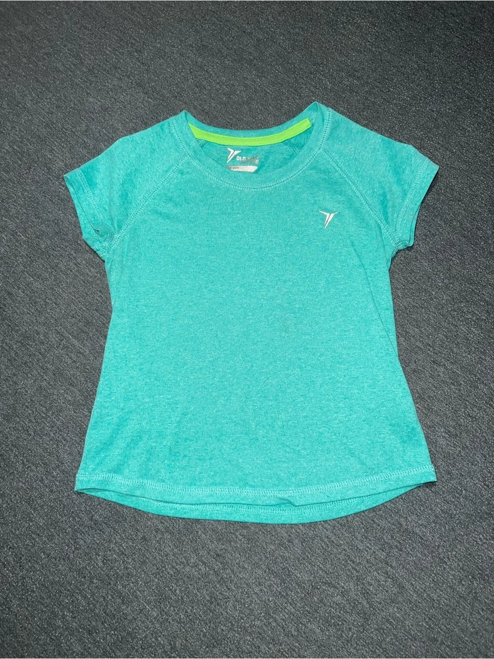 Old Navy Teal Short Sleeve Girls Active Tee with Lime Trim